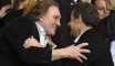 Gerard Depardieu qui salue Nicolas Sarkozy